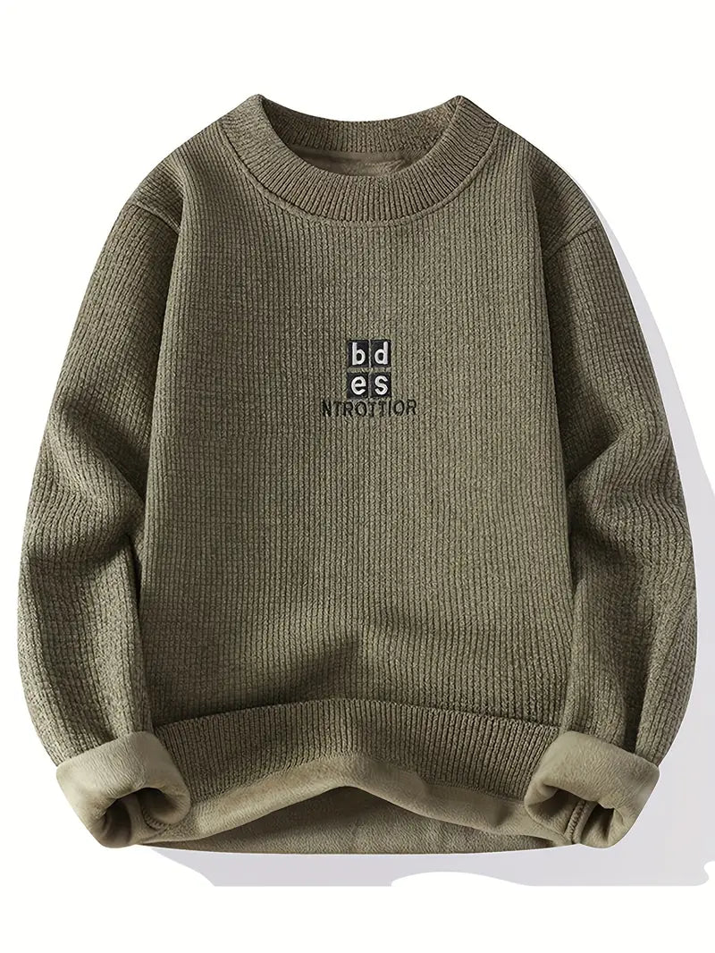 Clean Stitch Embroidered Sweater – Olive Green