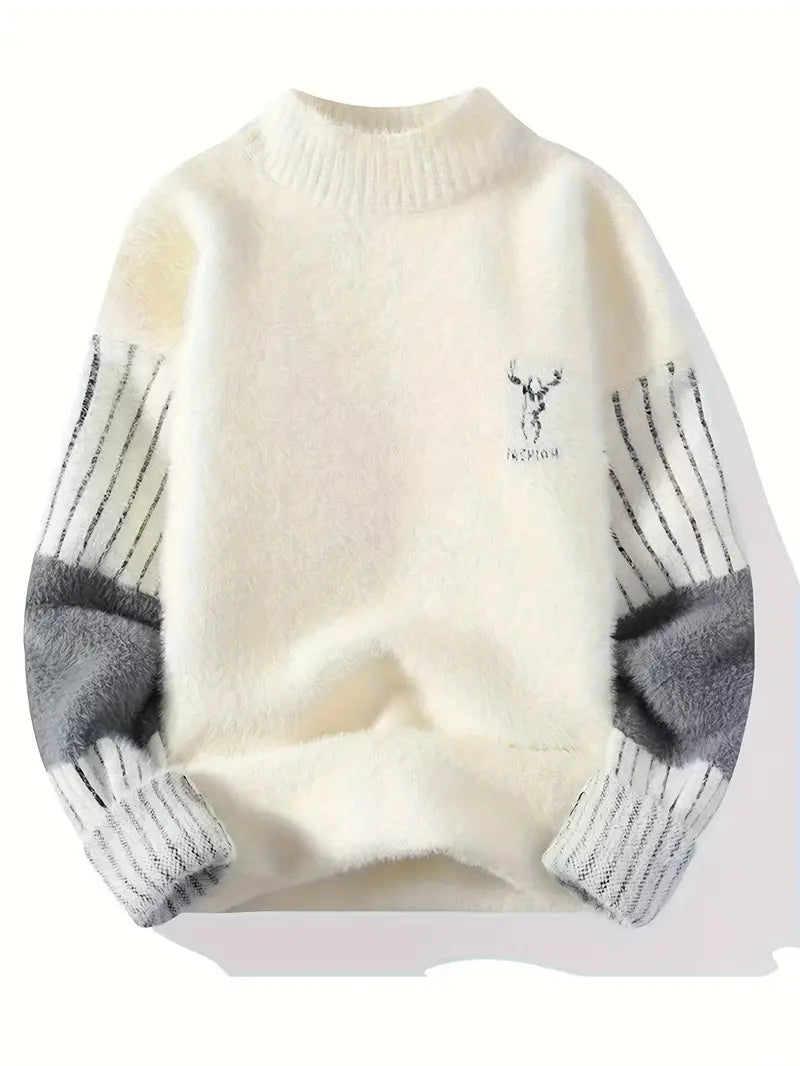Woodland Deer Sweater – Soft Knit Cream & Gray