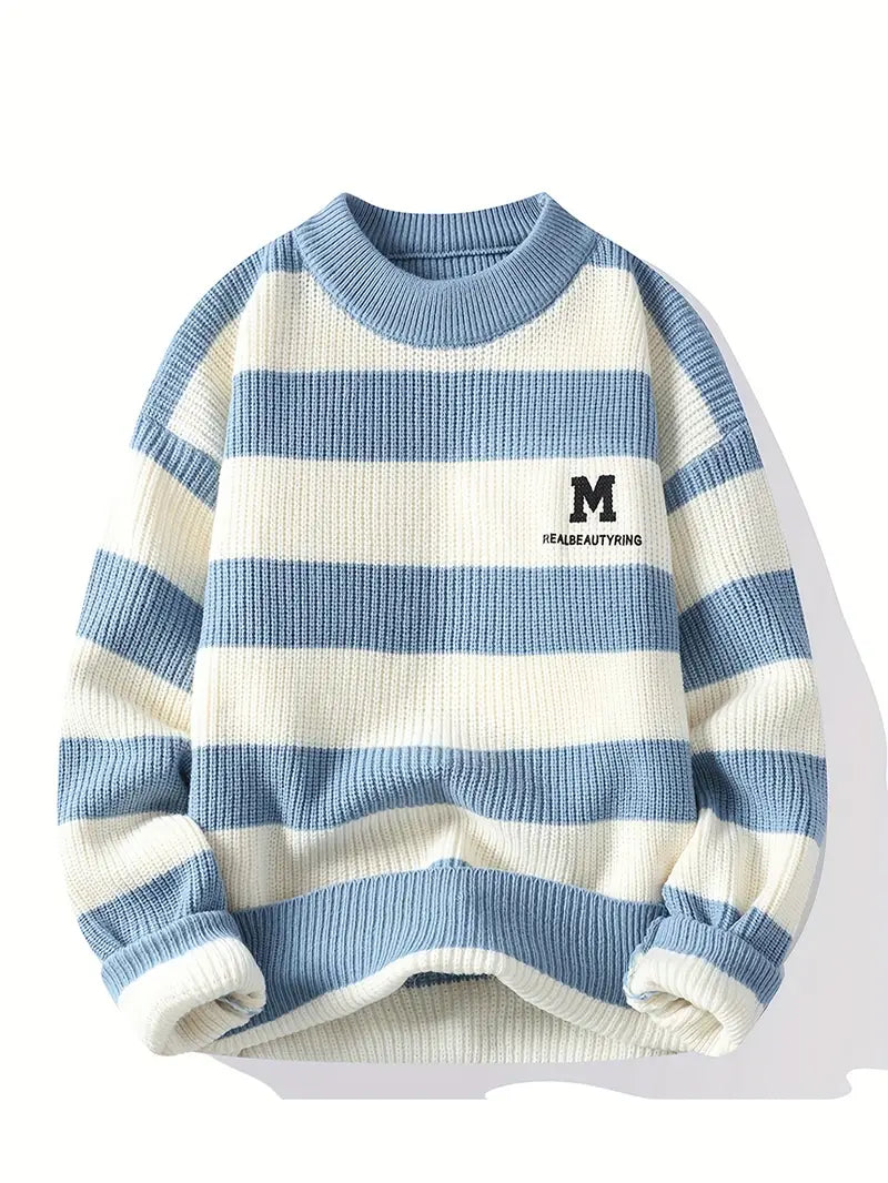 Blue Horizon Striped Pullover – Relaxed Fit
