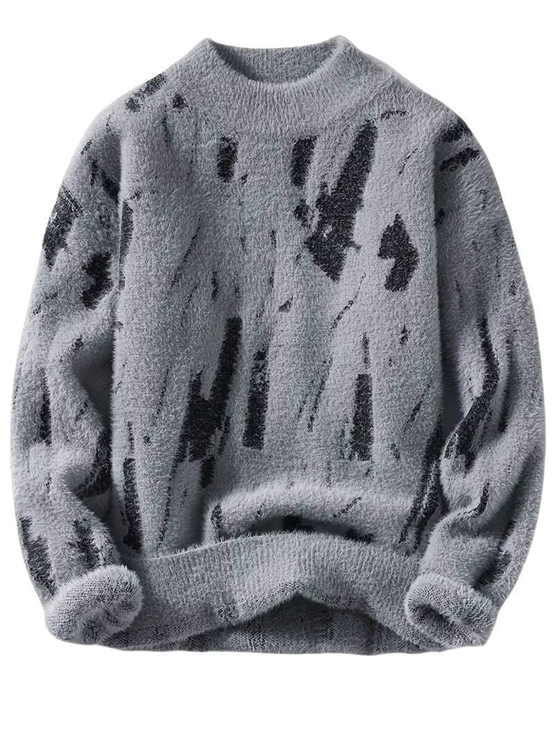 Inkstroke Knitted Sweater – Black & White
