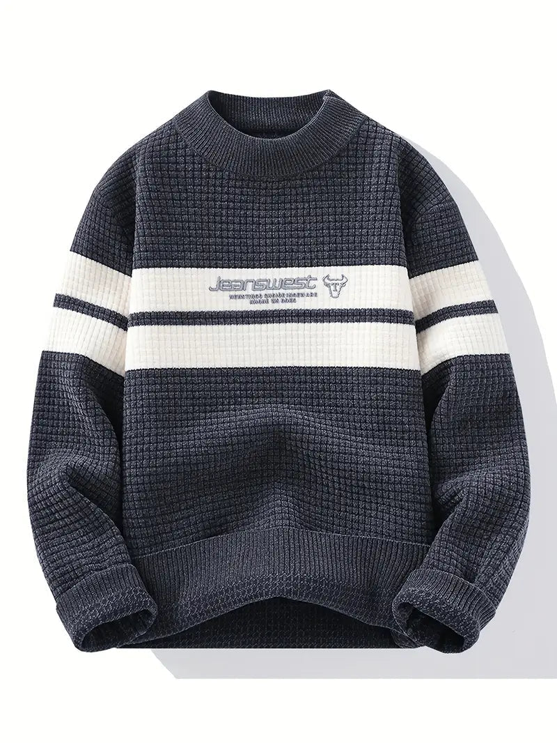 Block Stripe Textured Knit – Cream & Gray