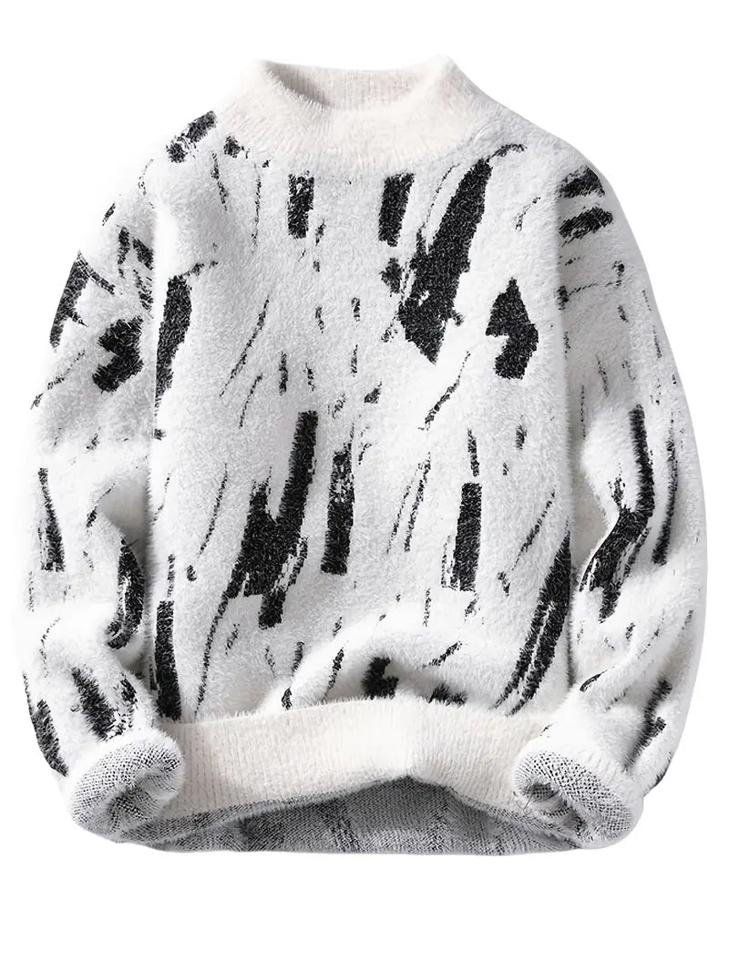 Inkstroke Knitted Sweater – Black & White