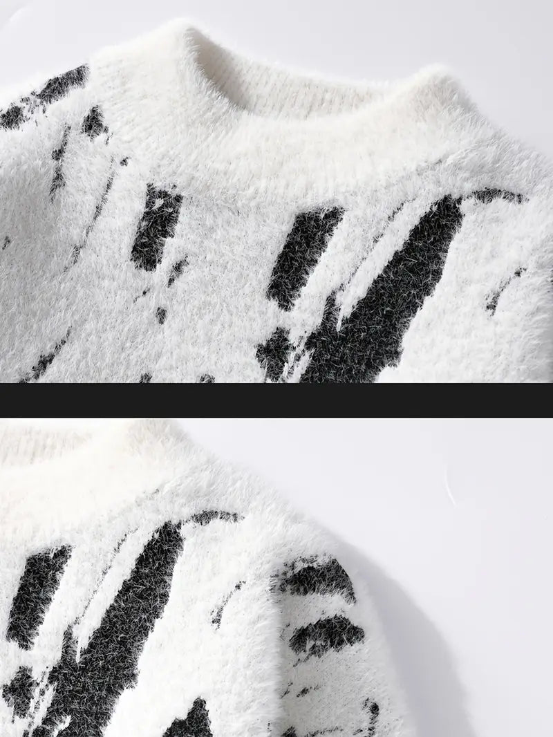 Inkstroke Knitted Sweater – Black & White