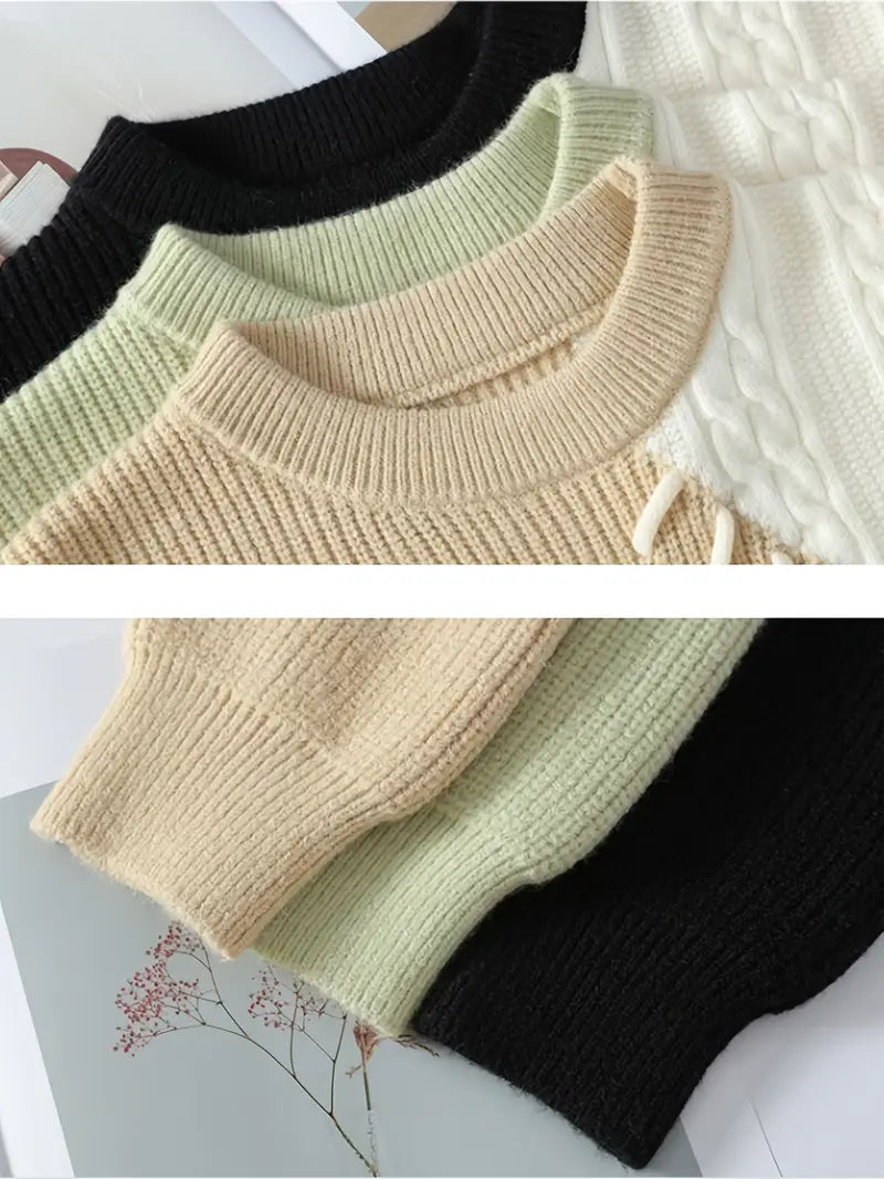 Patchwork Neutrals Sweater – Beige Ivory Mix