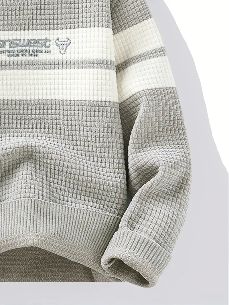 Block Stripe Textured Knit – Cream & Gray